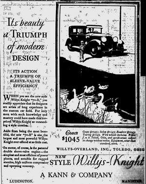 1929 Willys-Knight 70-B Ad