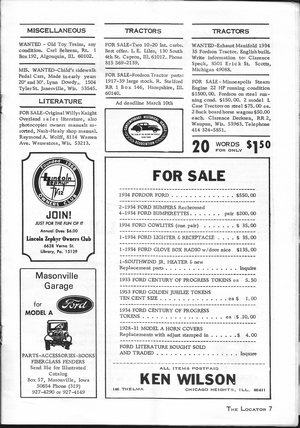 The Antique Auto Locator: March 1970