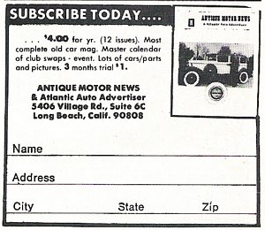 Antique Motor News Advertisement