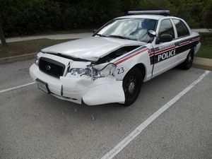 Damaged Woodstock Police Car
