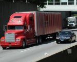 Trucks on a Chicago highway