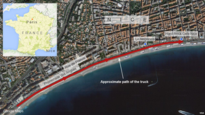 Map of Truck Attack in Nice