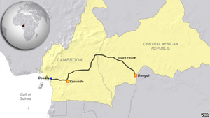 Douala, Cameroon to Bangui, CAR, truck route