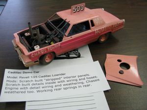 Pink Cadillac Demolition Derby Scale Model Car