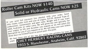 Chet Herbert Racing Cams Advertisement