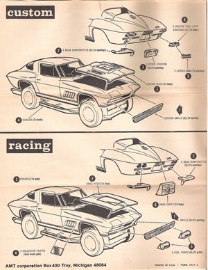 1967 Chevrolet Corvette Fast-Back AMT Model Kit Instructions