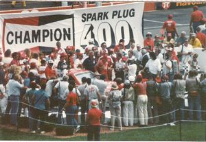 1987 Bill Elliott Victory Lane at the 1987 Champion Spark Plug 400