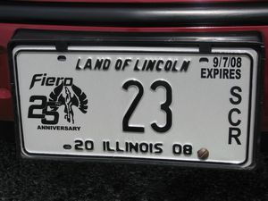 Pontiac Fiero 25th Anniversary 2008 Illinois License Plate