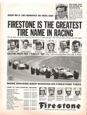 Firestone 1965 Indianapolis 500 Advertisement