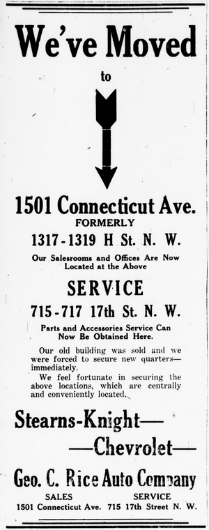 George C. Rice Auto Company Advertisement