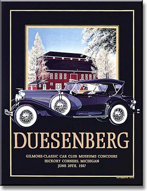 1987 Gilmore Classic Car Club Museums Concours Poster - 1929 Duesenberg Model J