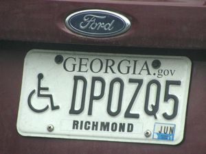 Handicapped, Richmond County Georgia License Plate