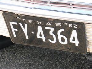 1962 Texas License Plate