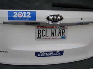 Recall Walker Wisconsin License Plate