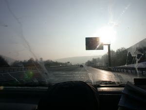 Road Scene In Car POV