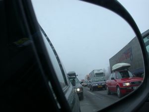 Road Scene In Car POV