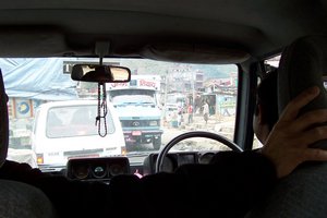 Road Scene In Car POV