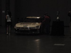 Ricky Stenhouse Jr. car and the Nationwide Series Trophy at the NASCAR Preview 2012