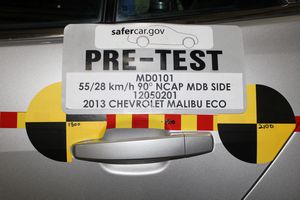 2013 Chevrolet Malibu ECO 1SA - Pre-Test Left Rear Door Latch Close-up