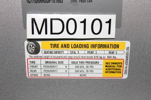 2013 Chevrolet Malibu ECO 1SA - Close-up View of Vehicle's Tire Information Placard or Label
