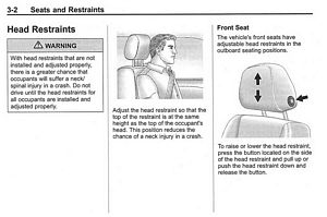 2013 Chevrolet Malibu ECO 1SA - Driver Head Restraint Use and Adjustment Information from Vehicle Owner's Manual
