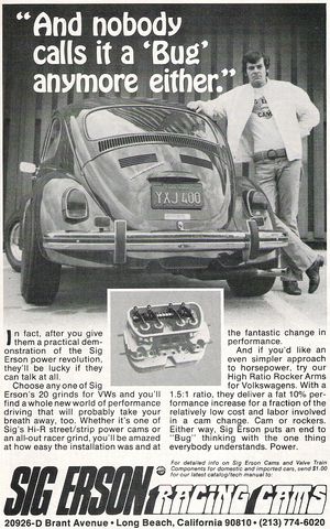 Sig Erson Racing Cams Advertisement