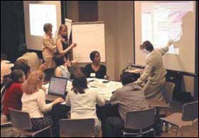 Scenario planning helps communities respond to change. Typically, participants break into small groups to focus on issues and facilitate interaction. Large maps and other visual tools help participants understand the context and impact of their choices.