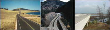 Photo of highways with scenic views in Arizona, Colorado, and Arkansas. Image courtesy of FHWA.