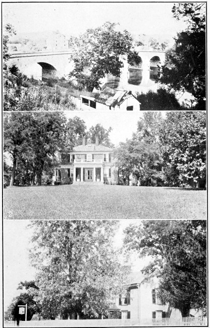 1. Conococheague Creek Bridge, Md. 2. "Edgehill," near Charlottesville, Va. Old Home of Martha Jefferson Randolph. 3. "At the Sign of the Green Teapot," near Yancey Mills, Va.