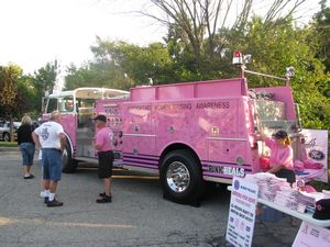 Pink American LaFrance Fire Truck: McHenry Fire Association Heroes for Hope Cancer Awareness/Fundraising Truck