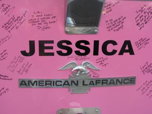 Pink American LaFrance Fire Truck: McHenry Fire Association Heroes for Hope Cancer Awareness/Fundraising Truck