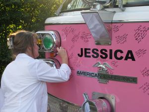 Pink American LaFrance Fire Truck: McHenry Fire Association Heroes for Hope Cancer Awareness/Fundraising Truck