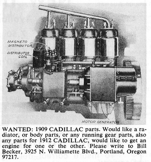1909 Cadillac Parts Classified Ad