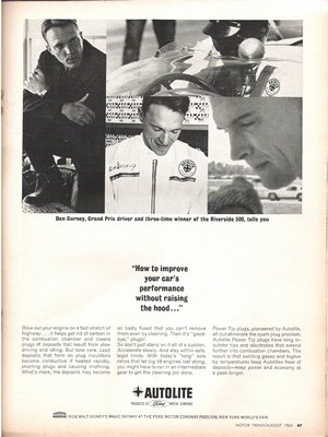 Autolite Dan Gurney 1965 Advertisement