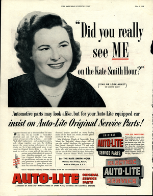 1953 Auto-Lite Kate Smith Hour Advertisement