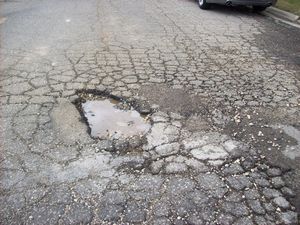 Pothole in Woodstock, Illinois