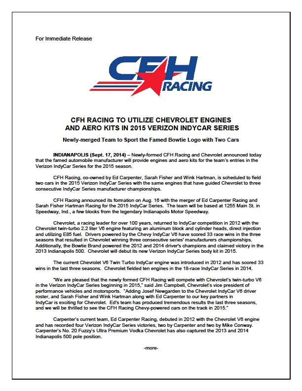 CFH Racing To Campaign Chevrolet Engines & Aero Kits in 2015 - The ...
