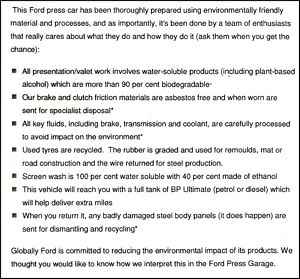 Ford Media Car Procedures