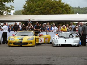 Chevrolet Corvette and Sauber Mercedes C9 at 2014 Goodwood Festival of Speed