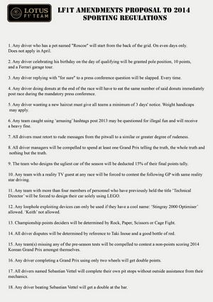 Lotus F1 Rules