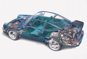 Porsche 911 Turbo 3.3 coupe cutaway