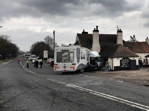 Caravan crash into pub