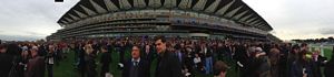 The grandstand.  35,000 people were in attendance