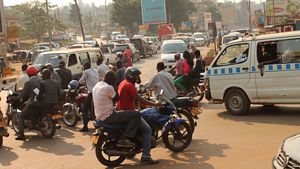 An intersection is seen in Kampala, Uganda, Feb. 12, 2014.