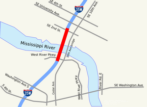 Minnesota I35 Bridge Collapse Map