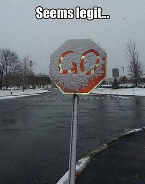 Stop Sign Go Snow
