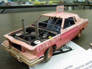 Pink Cadillac Demolition Derby Model Car