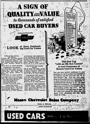 Mason Chevrolet 1929 Ad