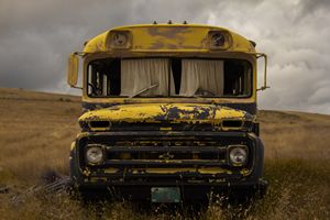 Abandoned Chevrolet Bus with Saskatchewan License Plate