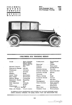 Columbia Six Touring Sedan
